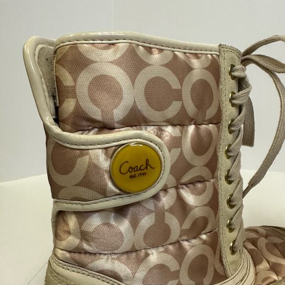 Coach Dorean Signature Snow Boots Women’s Size 6.5B - Beige Quilted Winter Boots - Picture 9 of 9